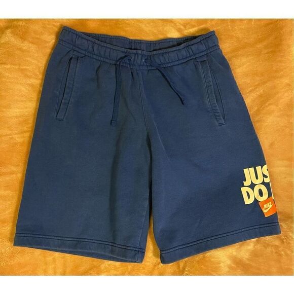 Nike Sportswear Mens Just Do It Blue Sweat Shorts Box Logo Pockets Med - Picture 1 of 7